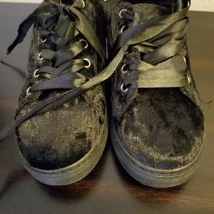 Velvet sneaks w/ Silk ribbon laces